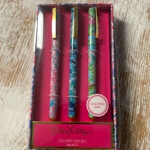 Lilly Pulitzer Women's Colored Pen Set of 3, Includes Pink/Blue/Green Ink
